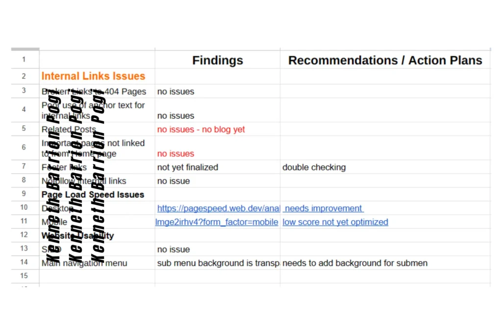 Internal Linking Audit Template