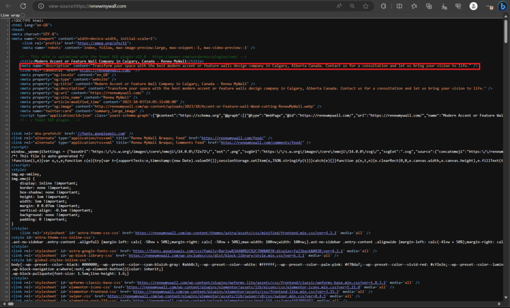 Meta Description RenewMyWall from Source